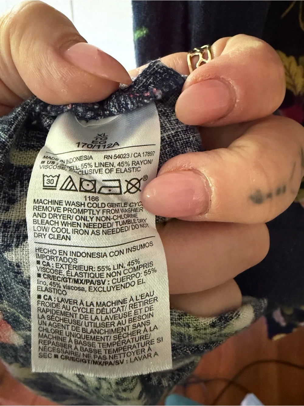 Navy Floral Fit and Flare Linen Midi Dress with Pockets - Picture 11 of 11